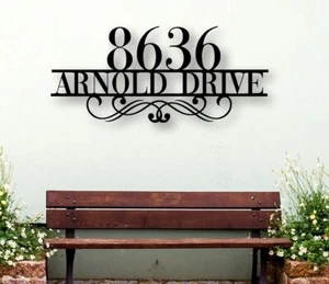Personalized Address House No. Metal Name sign Home Decor Decorative Wall Art - Picture 1 of 5