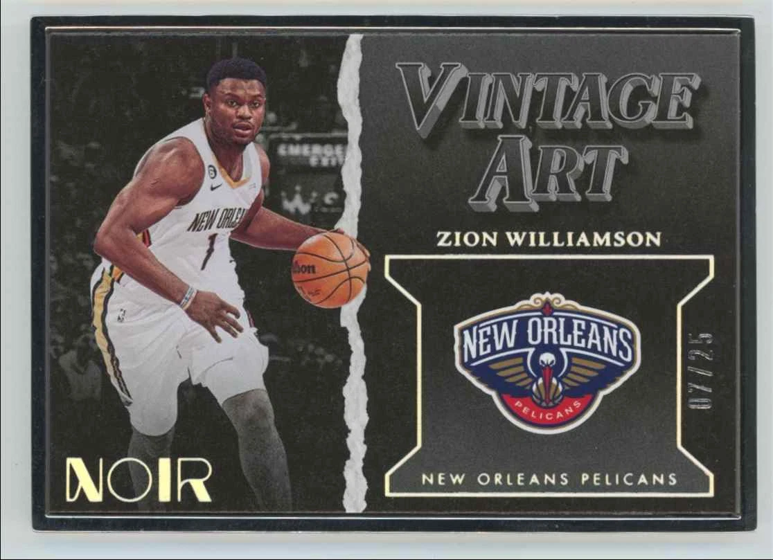 2022-23 Panini Noir Vintage Art FRAMED Zion Williamson 7/25 Pelicans #282 C98