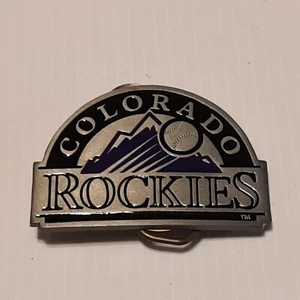 VINTAGE COLORADO ROCKIES Official Licensed Logo Metal Pewter Belt Buckle  - Picture 1 of 4
