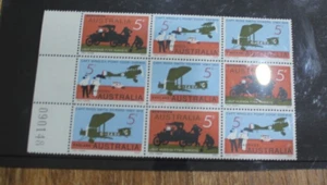 MINT 1969 FIRST FLIGHT ENGLAND - AUSTRALIA STAMP NUMBERED  BLOCK OF 9 - Picture 1 of 1