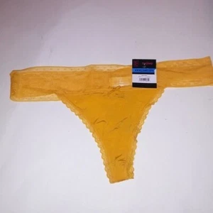 No Boundaries Panty XXXL 3X 21 Thong Golden Yellow Solid Lace Trim New - Picture 1 of 6