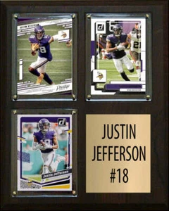 Placa de 3 tarjetas Justin Jefferson 18 Donruss Fleer Topps 2023 2024 Minnesota Viking - Imagen 1 de 4