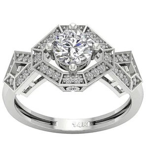 VS1 F 1.20 Ct Round Diamond Lab Grown Solitaire Engagement Ring 14K White Gold - Picture 1 of 8