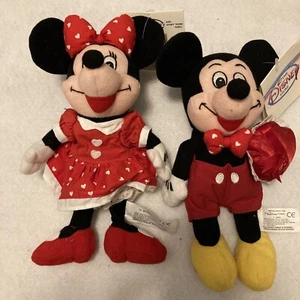 Mickey and Minnie Set Disney Store Plush Bean Bags Vintage New Valentine's Day - Picture 1 of 12