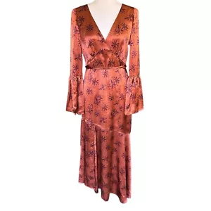 Cinq A Sept Kasha Silk Dress Sz 6 Multi V-neck Asymmetrical Hemline Whimsigoth - Picture 1 of 13