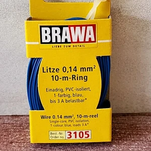 Brawa Part # 186-3105 33' Long x .048 diameter Solid Stranded Copper Wire - Blue - Picture 1 of 2