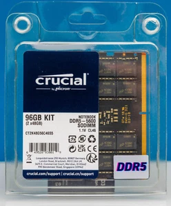 Crucial DDR5 RAM 96GB Kit (2x48GB) 5600MHz SODIMM - Afbeelding 1 van 2
