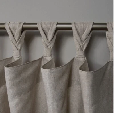 Exclusive Home Loha Linen Braided Tab Top Curtain Beige SET 2 Panels 54”X 108” - Image 1 of 3
