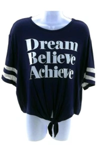 Morning Kisses Crop Top Blue and White Short Sleeve size Large - Picture 1 of 5