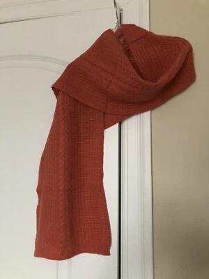 Cachecol Portolano 100% cashmere CORAL 62" x 10" novo com etiquetas - Imagem 1 de 4