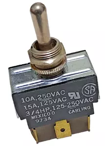 Carling 2TPA7, 6-Pin Toggle Switch SPST, On-Off-On, 10 Amp-250Vac, 15 Amp-125Vac - Picture 1 of 10