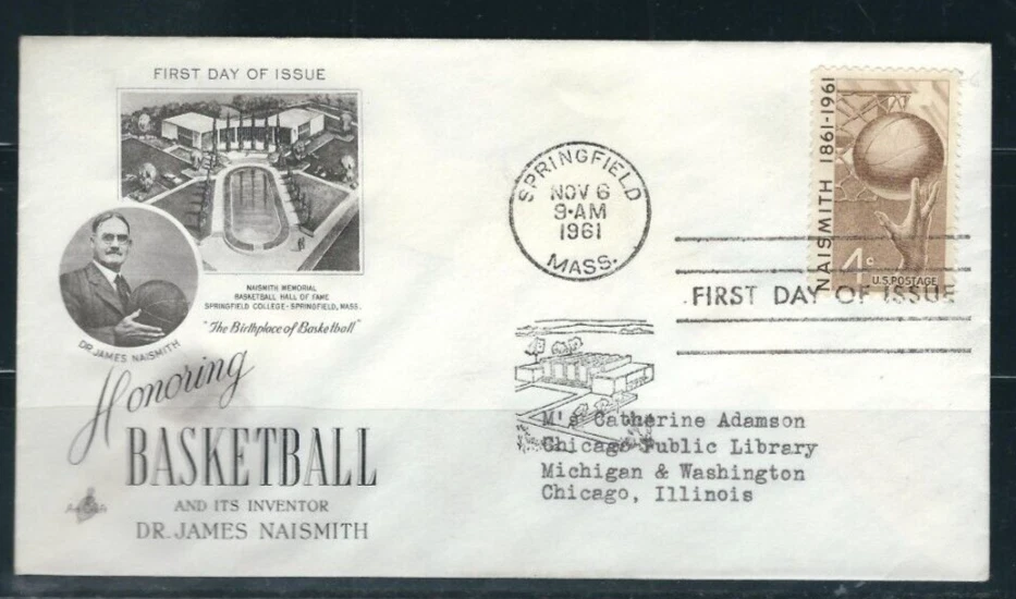 USA SC # 1189 Naismith-Basketball FDC . Artcraft Cachet - Image 1 of 1