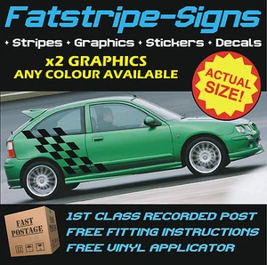 to fit MG ZR CAR VINYL GRAPHICS STICKERS STRIPES DECALS 1.4 1.6 2.0 CHECKER FLAG - Picture 1 of 2