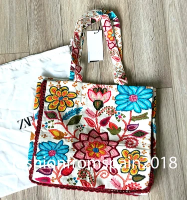 ZARA NEW WOMAN EMBROIDERED FLORAL PRINT MAXI BAG 4751/016/330 - Image 1 of 2
