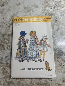 Vestido vintage 1973 Simplicity 5996 para niñas talla 6 Holly Hobbie Cottagecore SIN CORTAR - Imagen 1 de 5