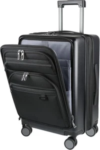 Equipaje de mano rígido expandible KROSER 20" bloqueo TSA puerto USB negro - nuevo en caja - Imagen 1 de 7