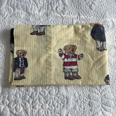 1 Ralph Lauren POLO TEDDY BEAR Yellow Striped 1 Standard Pillowcases  - Image 1 of 4