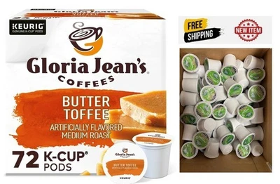 Gloria Jean's Butter Toffee Coffee, K-Cup Pod, 72 Count - Wholesale Pack