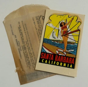 Vintage Original Water Slide Decal SANTA BARBARA Boating California Travel - Picture 1 of 5