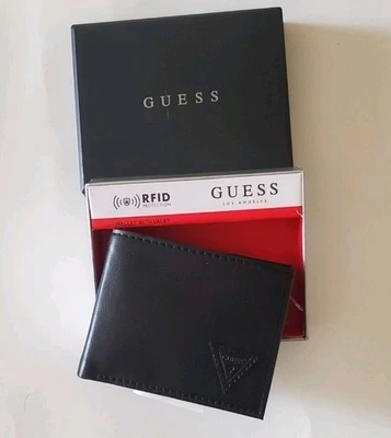 New In Box guess mens real leather Black wallet - Image 1 of 4