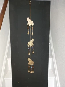 HANDMADE HANGING IRON ELEPHANTS WITH BELLS & COLOURED BEADS FROM INDIA - Picture 1 of 13