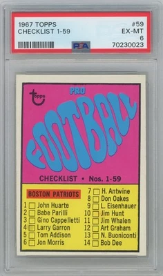 Topps 59 1967 lista de verificación PSA 6 675304  Foto 1 de 2