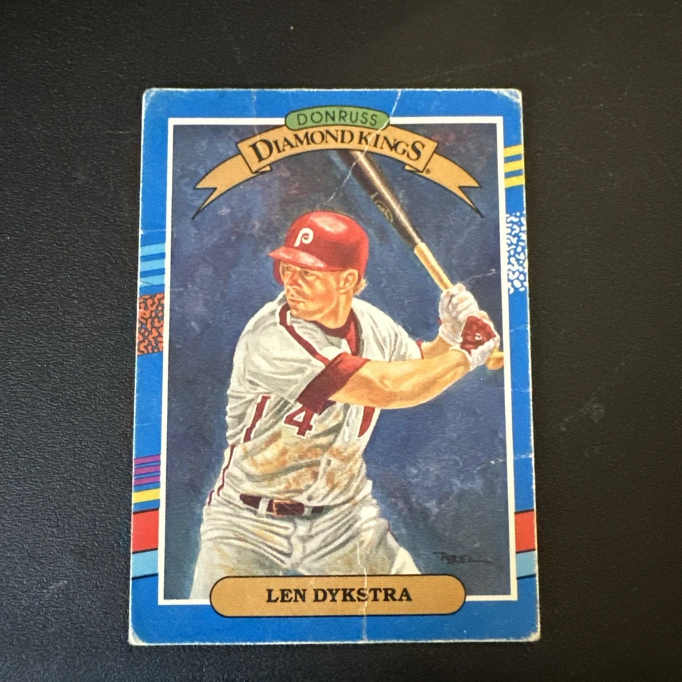 Len Dykstra 1990 Donruss Diamond Kings #7 Error Card No '.' After INC - Image 1 of 2