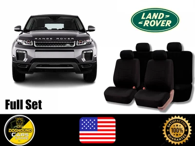 Conjunto completo de capas de assento pretas de alta qualidade ajuste respirável para todos os Land Rover - Imagem 1 de 4