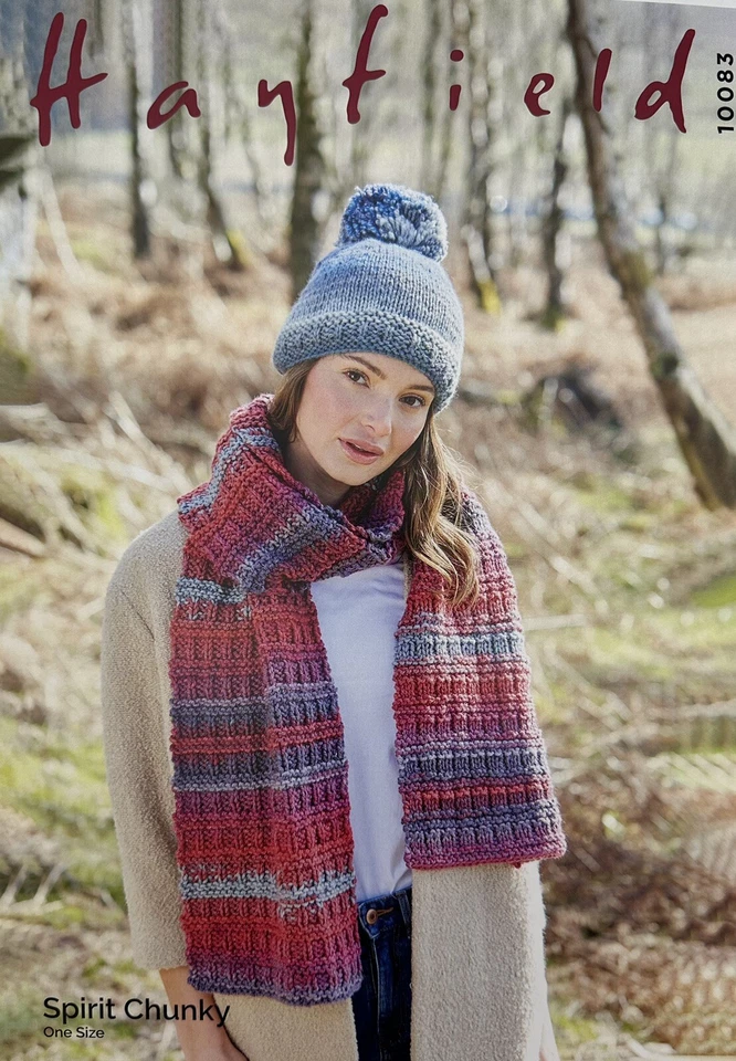 Sirdar Knitting Pattern Hat And Scarf 10083 - Hayfield Spirit Chunky - Image 1 of 1