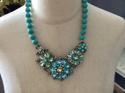 ПОДЛИННЫЙ ЗНАК HEIDI DAUS БИРЮЗОВЫЕ ОТТЕНКИ СИНИЙ ТОПАЗ КРИСТАЛЛ ЦВЕТОЧНОЕ ОЖЕРЕЛЬЕ NR - Изображение 1 из 4