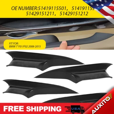 4x Moldura de manija de puerta interior para 11-15 BMW 740i 740Li 750i 750Li 760Li F01 F02 Foto 1 de 4