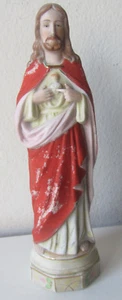 Antico Sacro Cuore in biscuit / Cristo - Arte sacra /Germany - Foto 1 di 6
