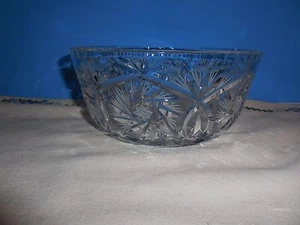Vintage Lead Crystal Cut Pinwheel & Fan 7" Flat Bottom Bowl - Picture 1 of 5