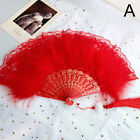 1Pc Folding Hand Fans Lace Feather Fans Wedding Party Dance Fan Chinese Style