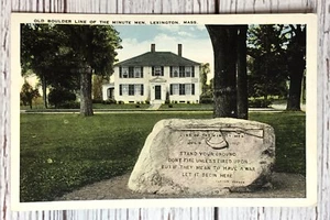 Lexington MA Massachusetts Line Of The Minute Men Rock Monument Vintage Postcard - Picture 1 of 2