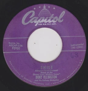 DUKE ELLINGTON {50s Jazz 45} SMILE / IF I GIVE MY HEART TO YOU ♫hear - Picture 1 of 2