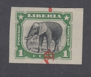 Liberia # O46 Mint Imperf Proof Fauna Inverted "OS" Elephant Signed SHERIDAN