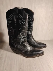 Botas de Vaquero Roper Para Hombres 8.5 D Punta Punta Trabajo Western Cuero Negro - Imagen 1 de 8
