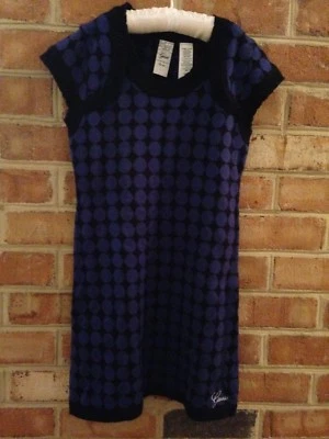 Vestido Suéter Guess Kids Azul Real Negro Lunares Grande 14 Usado en Excelente Condición BTS Foto 1 de 3