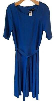 Maxi Vestido Maison Tara Mujer 12 Azul Media Manga Corbata Cintura Cuello Asimétrico Foto 1 de 4