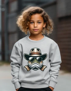 Kids funny rainbow trout fly fishing sweatshirt childs fun fish jumper gift idea - Picture 1 of 6