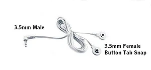 1 or 2 Tens Electro Shock Lead Wire Cable 3.5mm Plug and 3.5mm Snap Button Tabs - Picture 1 of 4