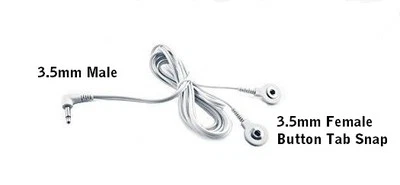 1 or 2 Tens Electro Shock Lead Wire Cable 3.5mm Plug and 3.5mm Snap Button Tabs  - Image 1 of 2