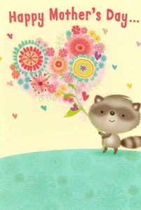 Happy Mother's Day Raccoon Garden Bouquet of Flowers Hallmark Greeting Card - Picture 1 of 3