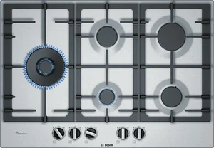 Bosch Serie 6 PCS7A5B90 Piano Cottura da Incasso Gas 5 Fornelli Acciaio Grado C - Foto 1 di 4