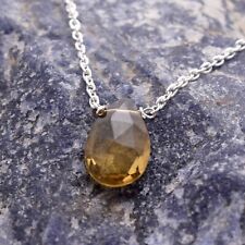 Beer Quartz Necklace 0.925 Silver Plated Chain Tiny Layering 16" Elite A8-0488