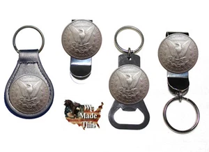 Morgan Silver Dollar Tails concho Bottle Opener Key Fob Key Holder Money Clip - Picture 1 of 6
