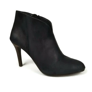 Lucky Brand Sarla Ankle Booties Womens 7 M Black Leather Zip Up 3.5" Heeled Boot - Picture 1 of 12