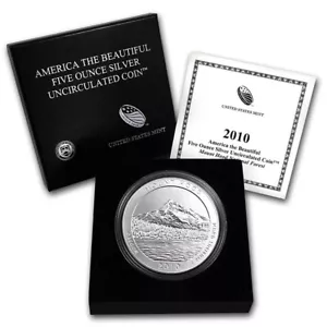 2010 P America The Beautiful 5oz Silver ATB Mount Hood National Forest w/Box&COA - Picture 1 of 3