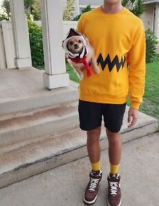 Halloween Charlie Brown Yellow Sweatshirt Shirt Costume Peanuts Size Mens Medium